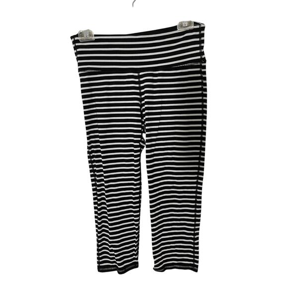 Athleta Women's Jail House Rock Stripe Gym Girl Capri Pilates Leggings - Picture 1 of 4